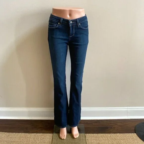 PAIGE Skyline Flare Stretch Low - Rise Jeans in Dark Wash, size 26 - Picture 2 of 14